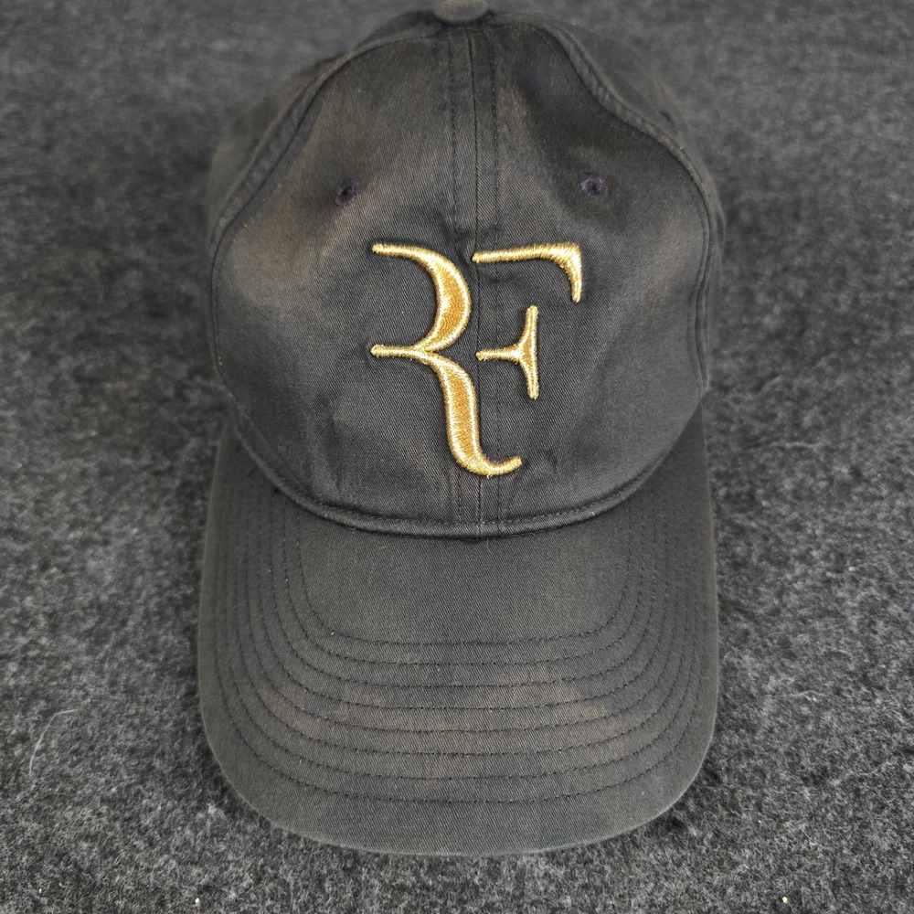 Uniqlo Roger Federer RF Forever Tennis Hat Black Gold Faded Adjustable Cap